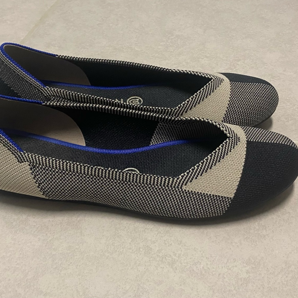 Rothy's Black and Cream Checkered Flats